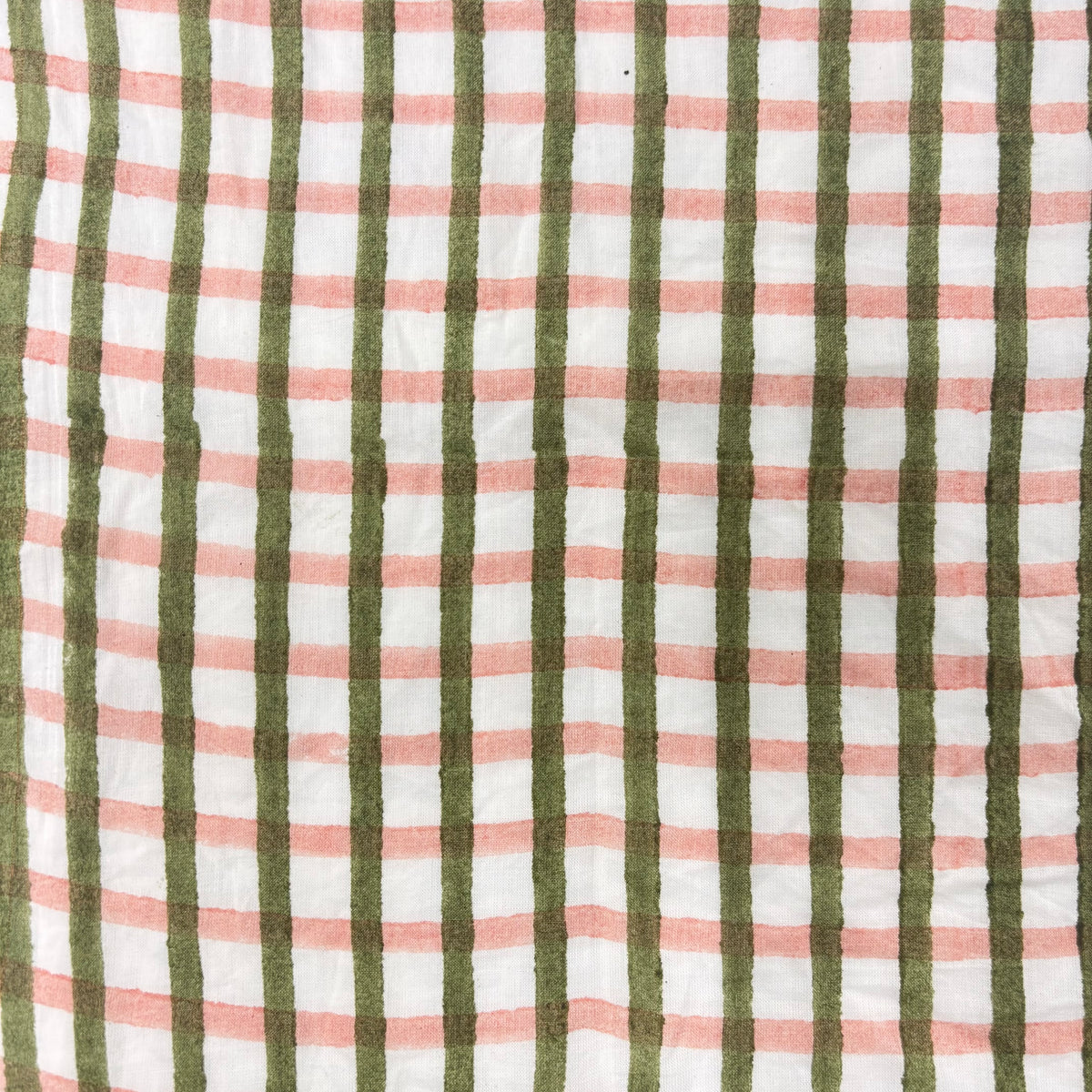 Lottie Cotton 110" Block-Printed Checks Upholstery Fabric