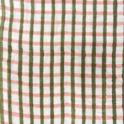 Lottie Cotton 110" Block-Printed Checks Upholstery Fabric