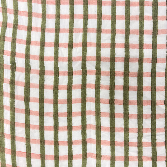 Lottie Cotton 110" Block-Printed Checks Upholstery Fabric