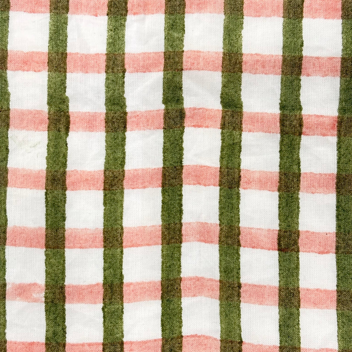 Lottie Cotton 110" Block-Printed Checks Upholstery Fabric