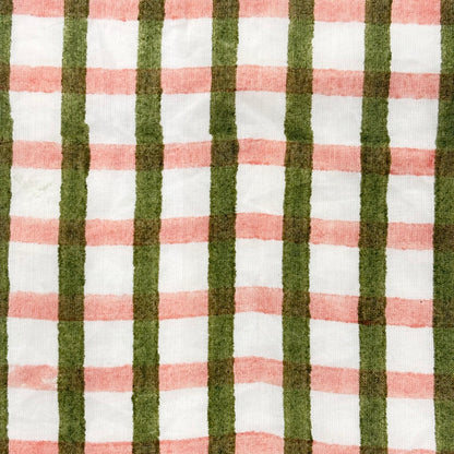 Lottie Cotton 110" Block-Printed Checks Upholstery Fabric