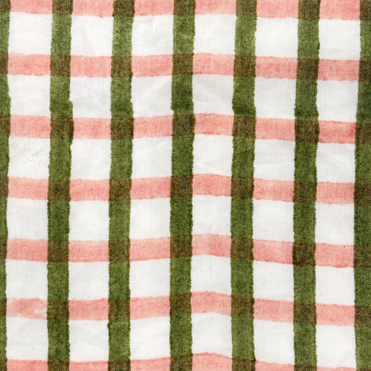 Lottie Cotton 110" Block-Printed Checks Upholstery Fabric