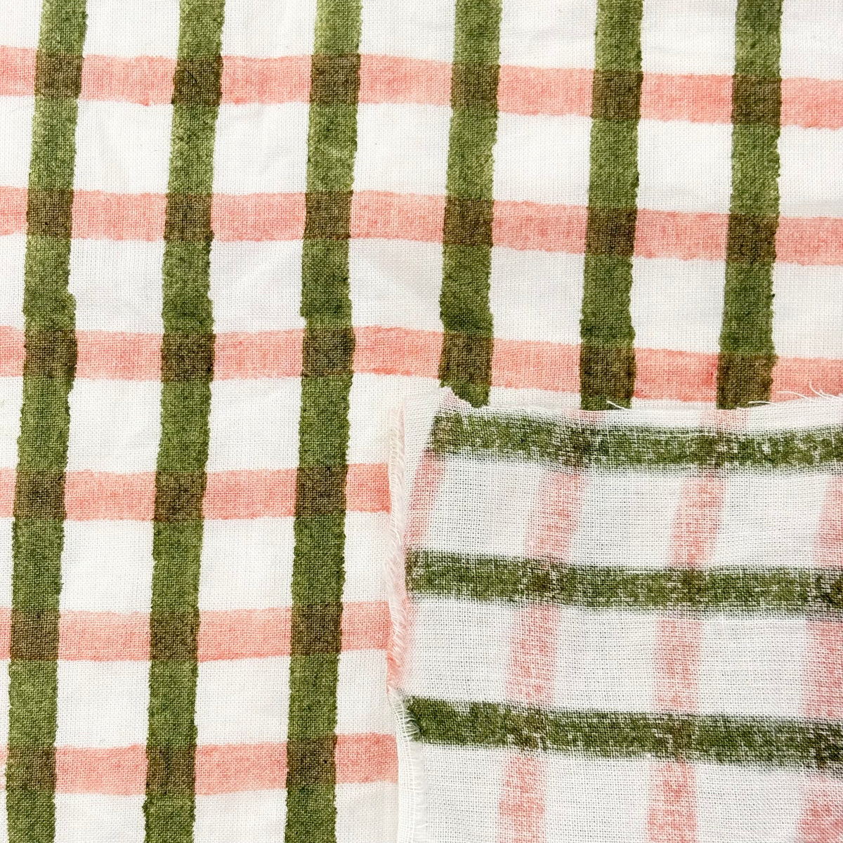 Lottie Cotton 110" Block-Printed Checks Upholstery Fabric