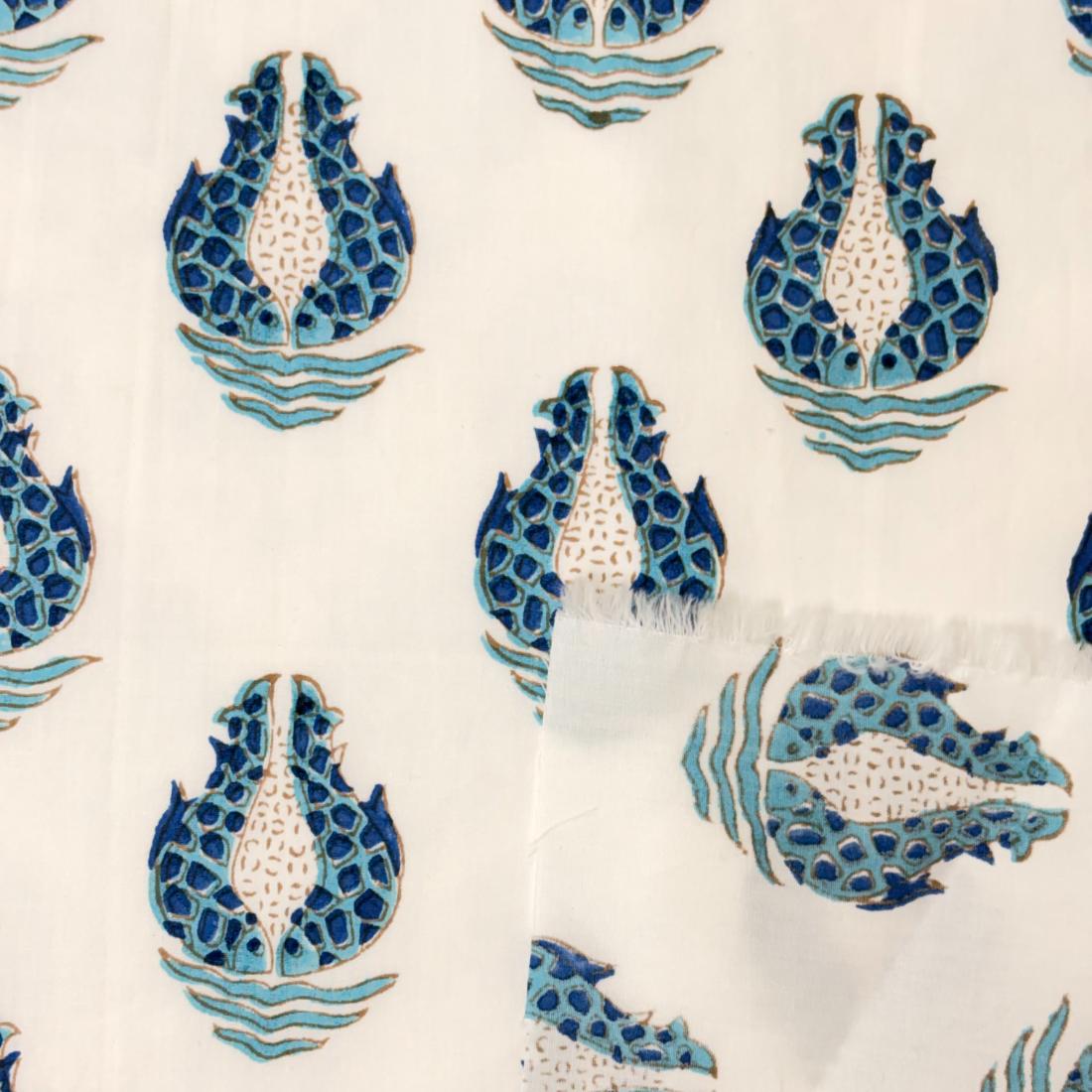 Elise Cotton 110" Block-Printed Buti Upholstery Fabric