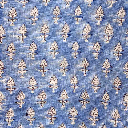 Blue fabric with white floral pattern