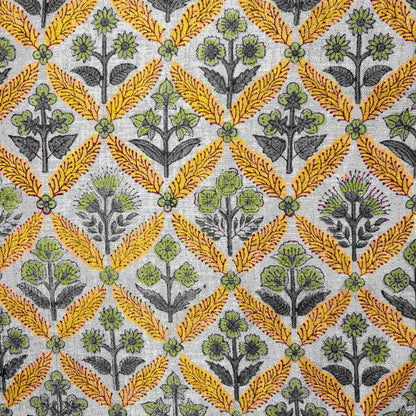 Noori Block Printed Linen Fabric | Upholstery & Home Décor Fabric