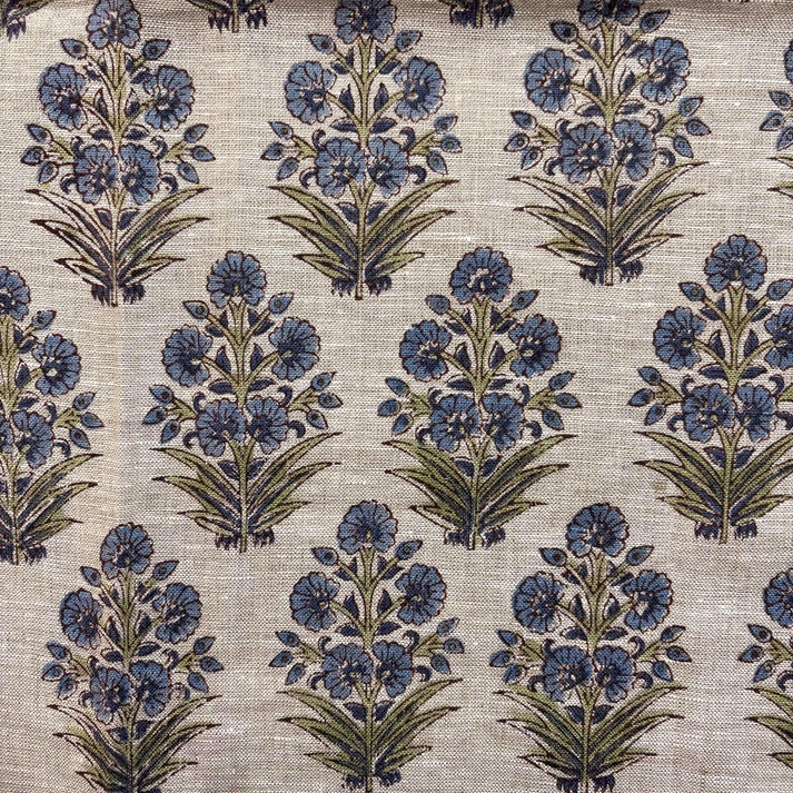 Dhaai Linen 58" Block-Printed Buta Upholstery Fabric