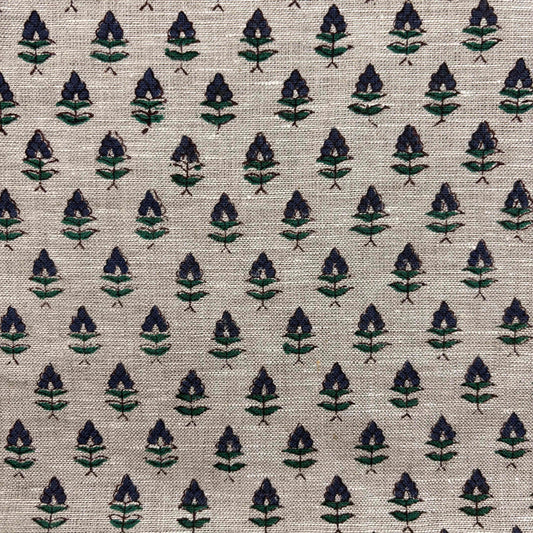 Rehma Block Printed Linen Fabric | Upholstery & Home Décor Fabric