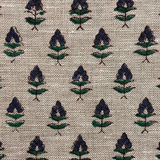Rehma Block Printed Linen Fabric | Upholstery & Home Décor Fabric