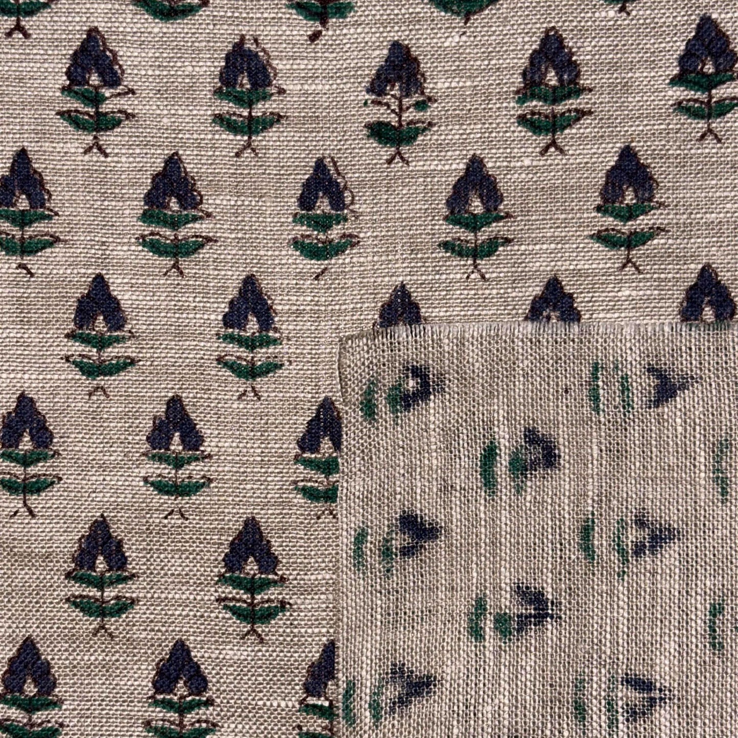 Rehma Block Printed Linen Fabric | Upholstery & Home Décor Fabric