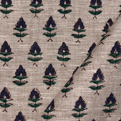 Rehma Block Printed Linen Fabric | Upholstery & Home Décor Fabric