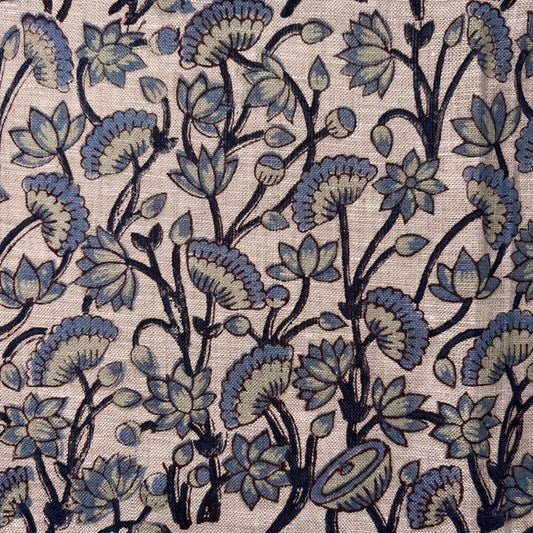 Mannu Linen 58" Block-Printed Jaal Upholstery Fabric