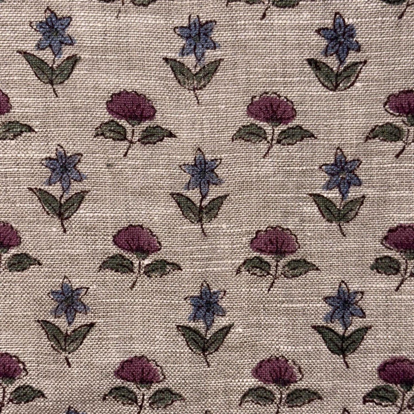 Maara Block Printed Linen Fabric | Upholstery & Home Décor Fabric