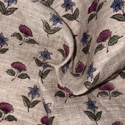 Maara Block Printed Linen Fabric | Upholstery & Home Décor Fabric