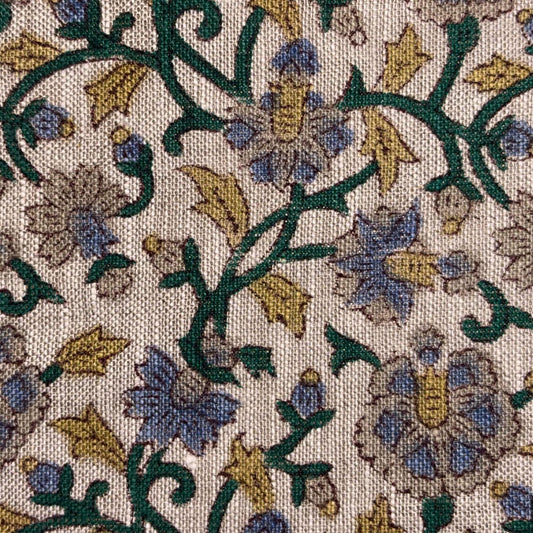 Ghara Linen 58" Block-Printed Jaal Upholstery Fabric