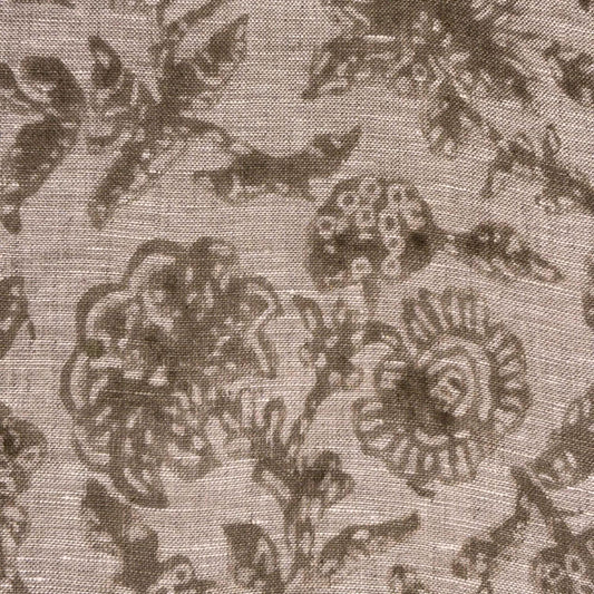 Kamli Linen 58" Block-Printed Jaal Upholstery Fabric