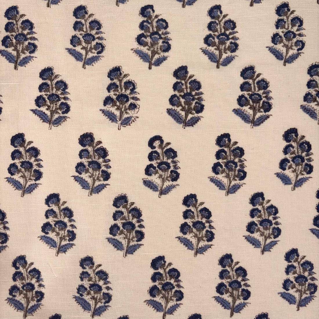 Raina Cotton-Linen 44" Block-Printed Buta Upholstery Fabric