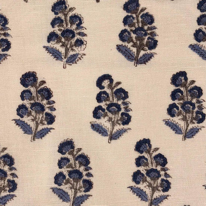 Raina Cotton-Linen 44" Block-Printed Buta Upholstery Fabric