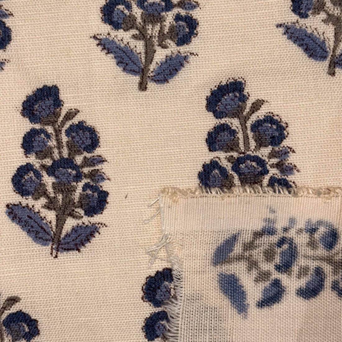 Raina Cotton-Linen 44" Block-Printed Buta Upholstery Fabric