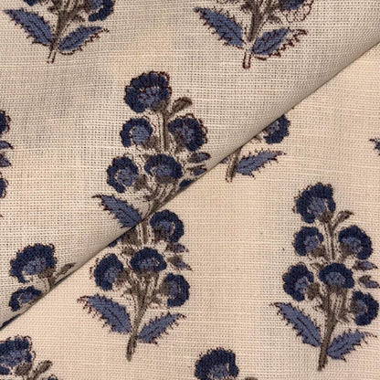 Raina Cotton-Linen 44" Block-Printed Buta Upholstery Fabric