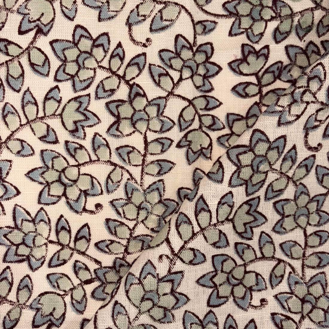 Navya Cotton-Linen 44" Block-Printed Jaal Upholstery Fabric