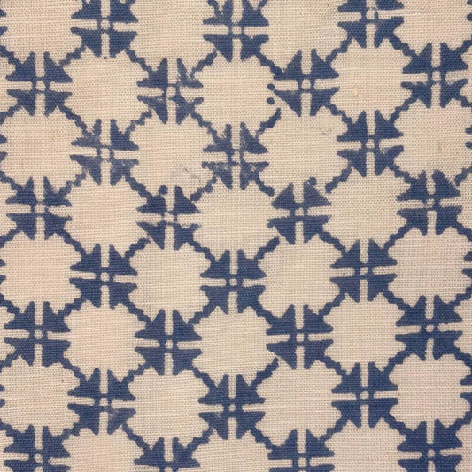 Yuvika Cotton-Linen 44" Block-Printed Geometric Upholstery Fabric