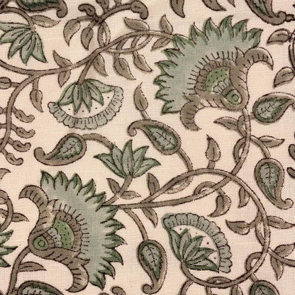 Close-up of floral and leaf pattern on fabric
