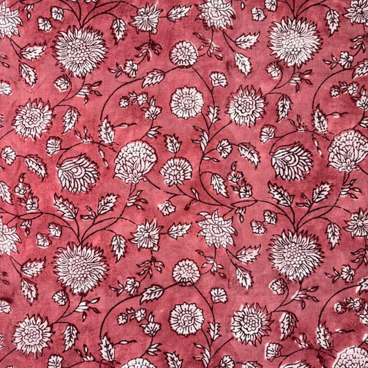 Floral pattern with white flowers on a red background