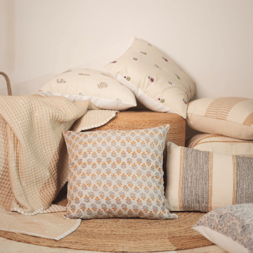 Mali Linen Block Printed Pillow Cover