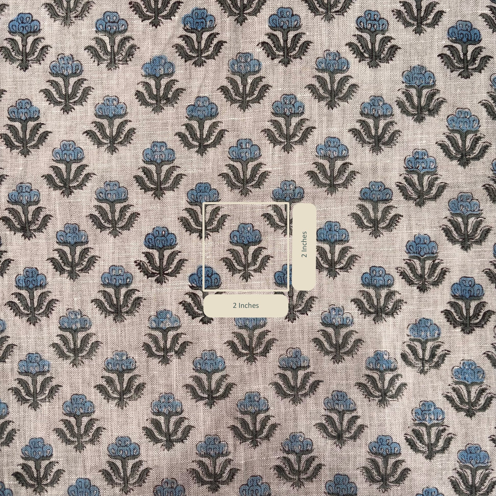 Fabric with a floral pattern on a grey background