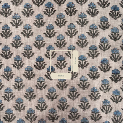 Fabric with a floral pattern on a grey background