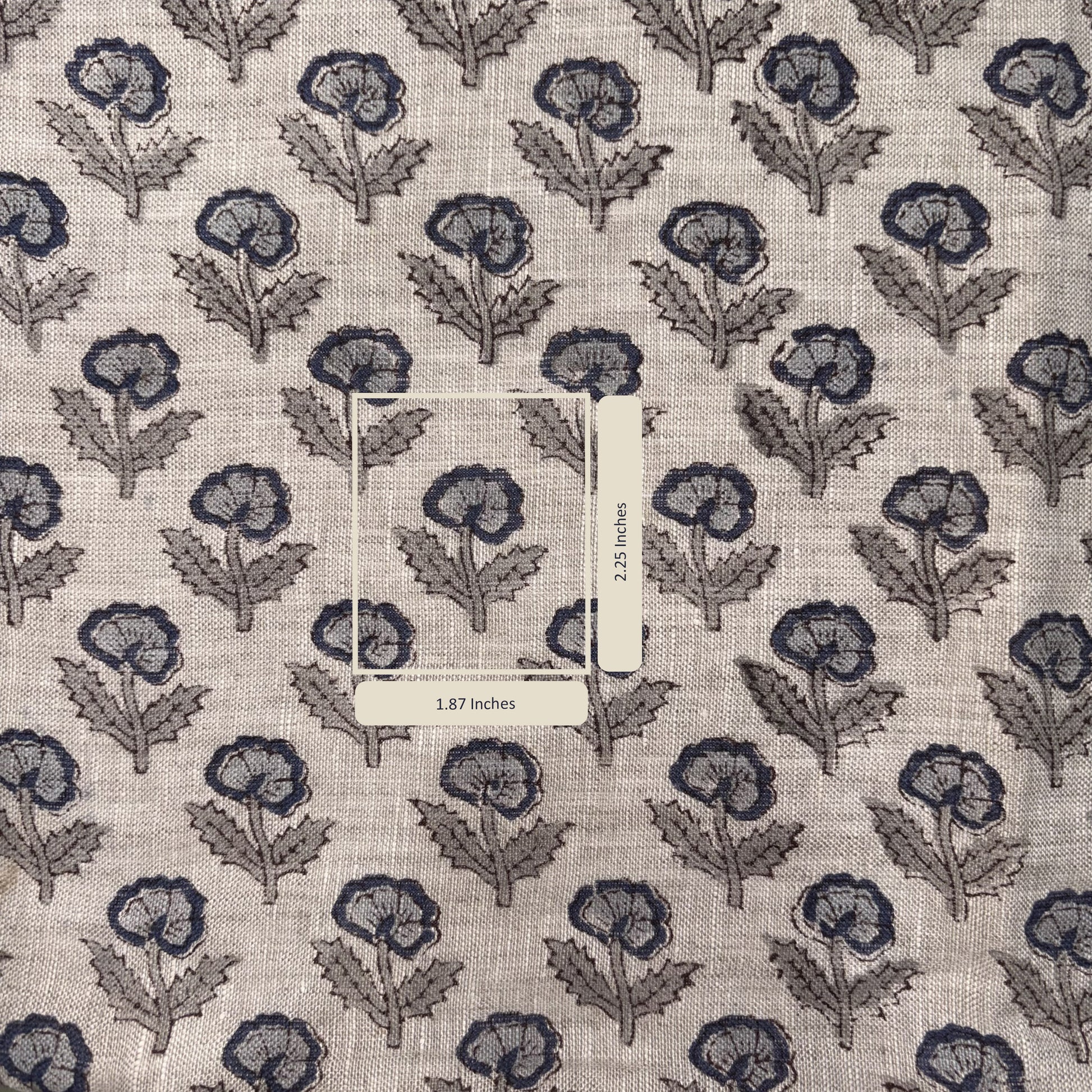 Floral patterned fabric with measurement labels