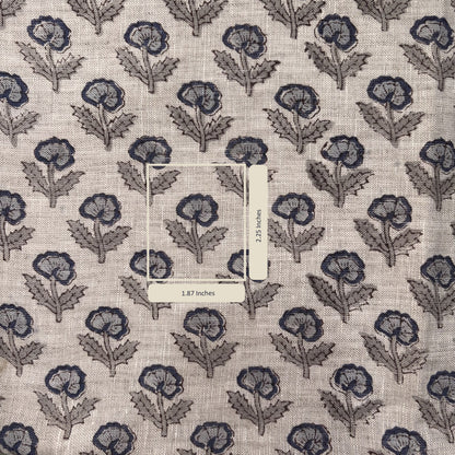 Floral patterned fabric with measurement labels
