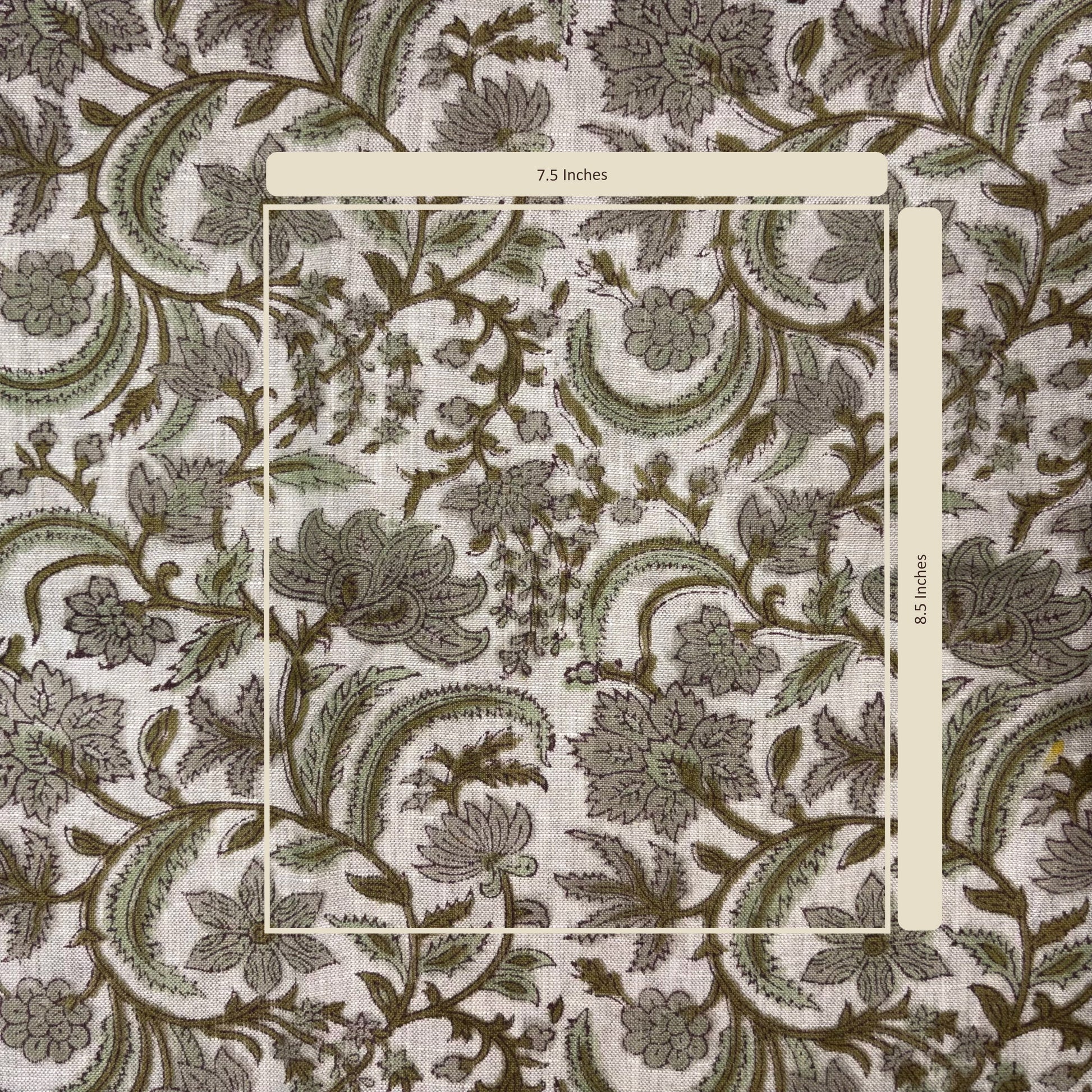 Floral patterned fabric with measurement label