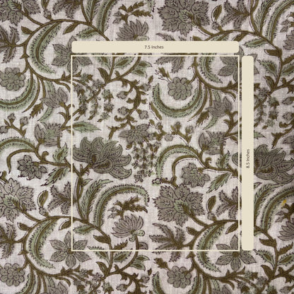 Floral patterned fabric with measurement label