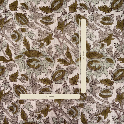 Floral patterned fabric with a measurement label