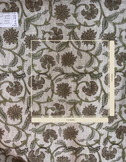 Floral patterned fabric with a close-up inset showing texture details.