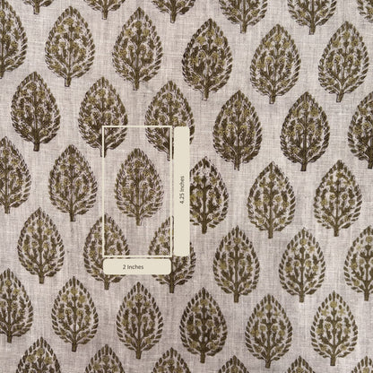 Fabric with leaf pattern and measurement labels