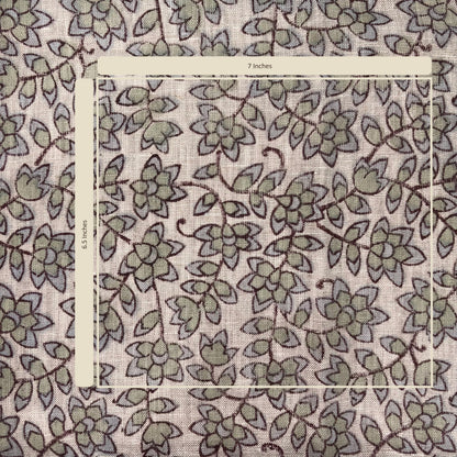 Fabric with a leaf pattern and measurement chart