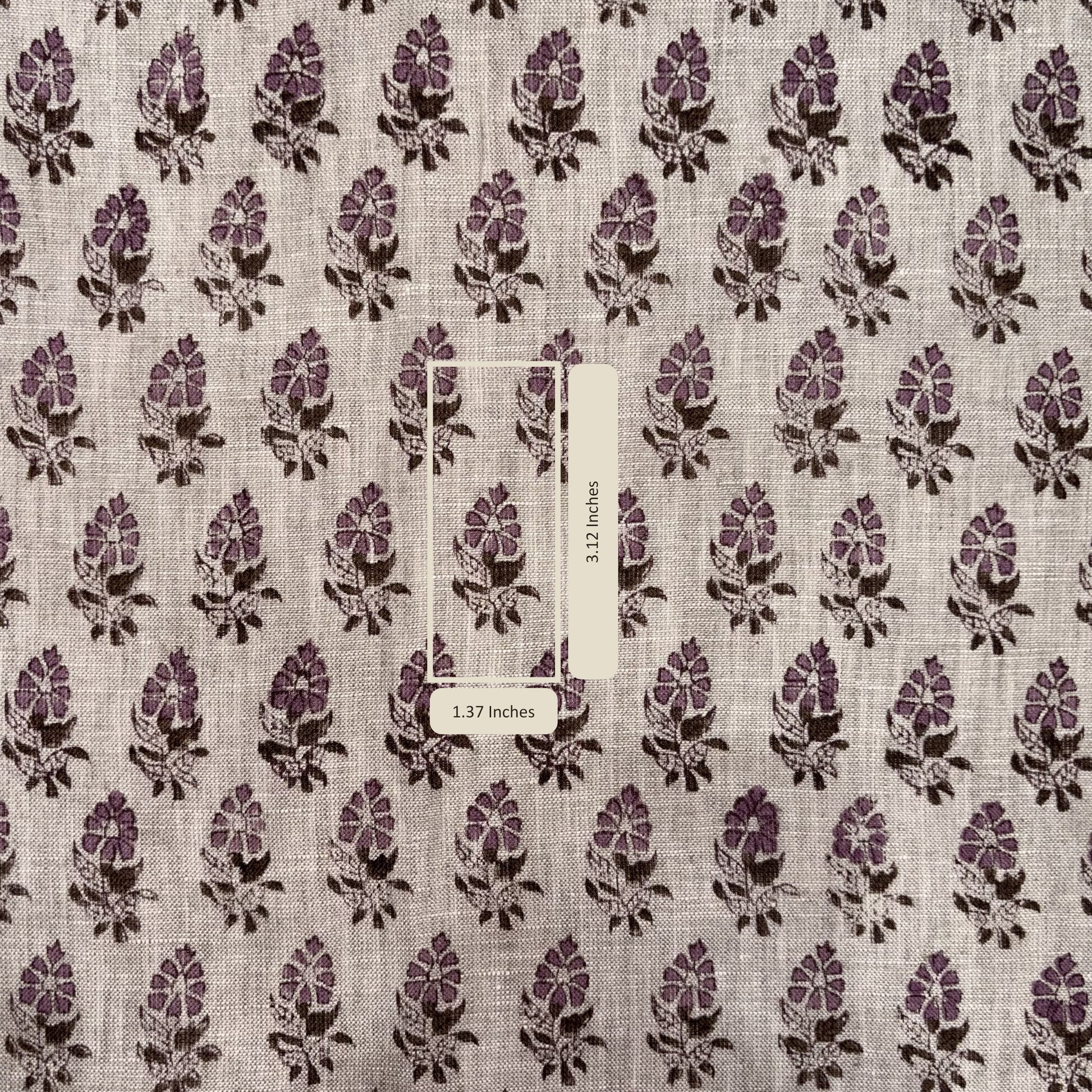 Fabric with pink floral pattern on a grey background