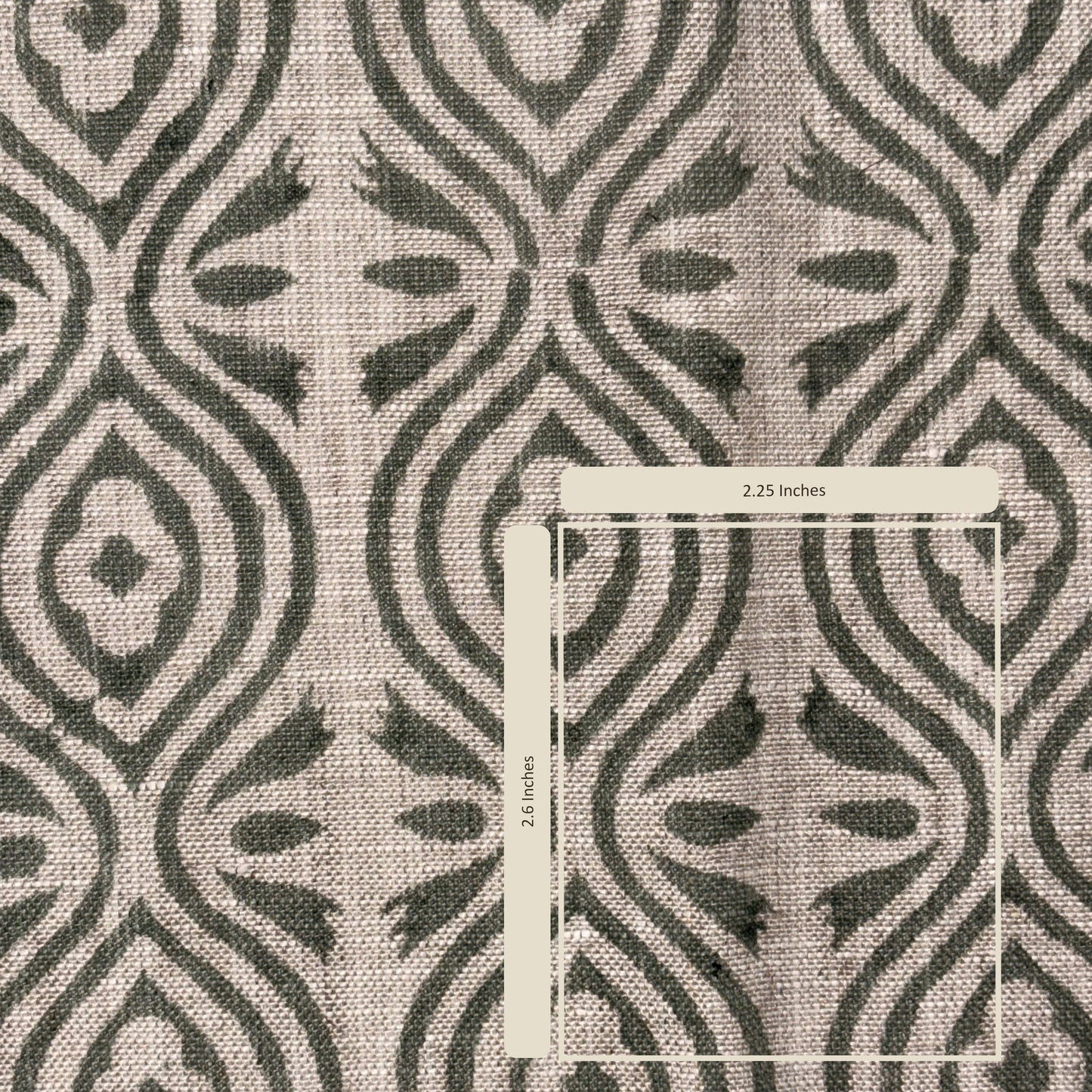 Textile with a geometric pattern and a ruler for scale