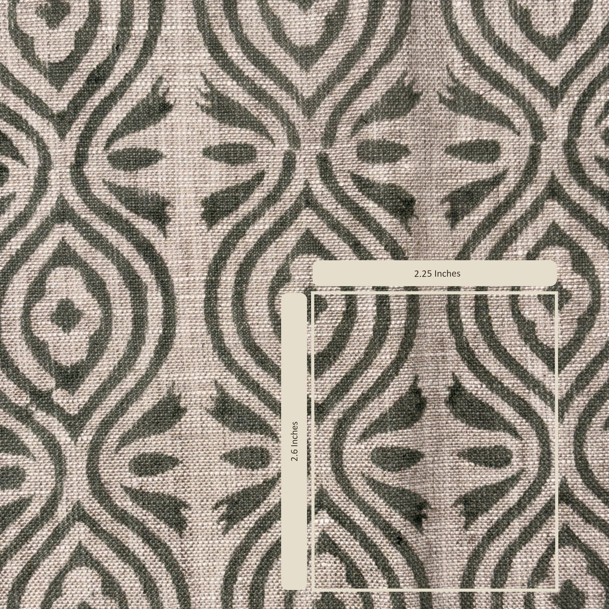 Textile with a geometric pattern and a ruler for scale