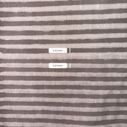 Striped fabric with measurement labels showing width of stripes