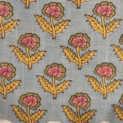 Roselle Cotton 110" Block-Printed Buti Upholstery Fabric