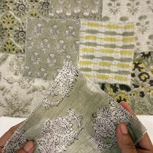 Earthy Linen Hand-Block Print Swatch Set: Sanganeri Jaipur Collection