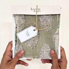Earthy Linen Hand-Block Print Swatch Set: Sanganeri Jaipur Collection