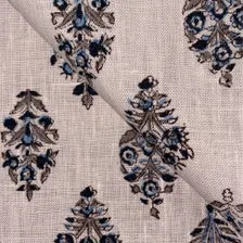 Anvika Linen 58" Block-Printed Buta Upholstery Fabric