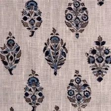 Anvika Linen 58" Block-Printed Buta Upholstery Fabric