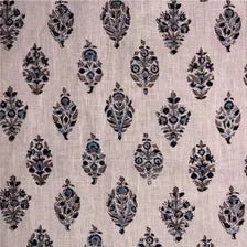 Anvika Linen 58" Block-Printed Buta Upholstery Fabric