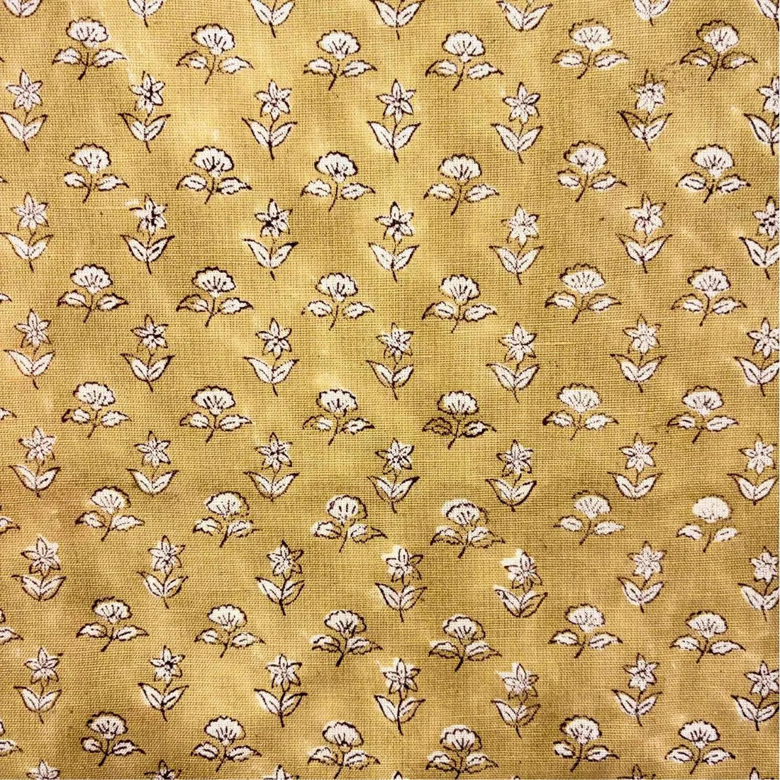 Floral pattern on a yellow fabric background